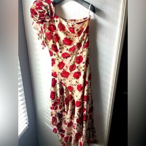 One shoulder dress floral